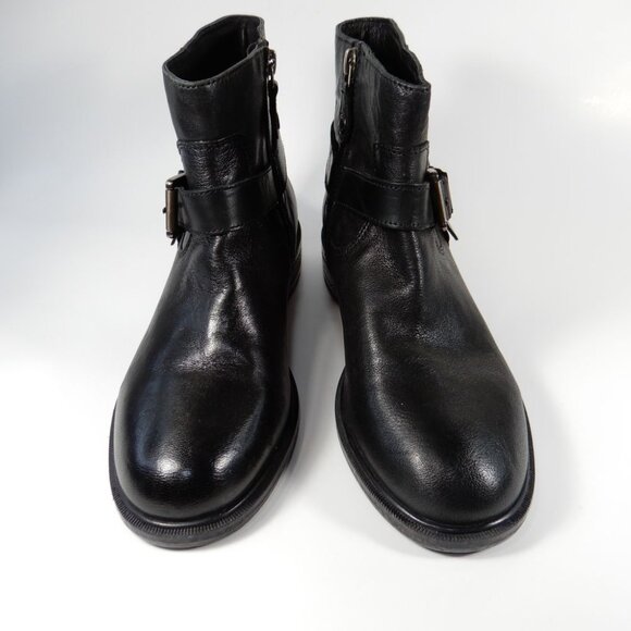 GEOX Respira Catria Motorcycle Biker Ankle Boots Size 8.5 Black Leather NEW - Picture 8 of 16